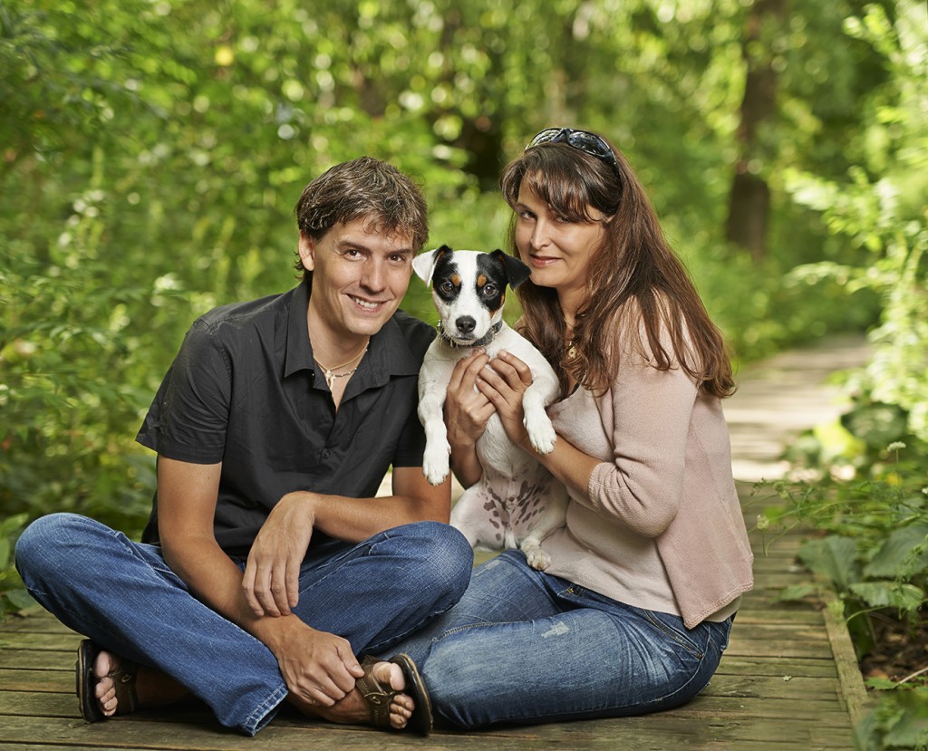 Pet parent Family portrait in nature
